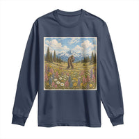 Retro Bigfoot Wildflower Long Sleeve Shirt Vintage Sasquatch Funny Cryptid