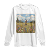 Retro Bigfoot Wildflower Long Sleeve Shirt Vintage Sasquatch Funny Cryptid