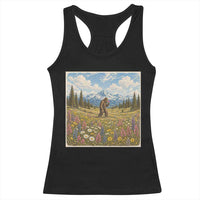 Retro Bigfoot Wildflower Racerback Tank Top Vintage Sasquatch Funny Cryptid