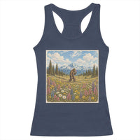 Retro Bigfoot Wildflower Racerback Tank Top Vintage Sasquatch Funny Cryptid