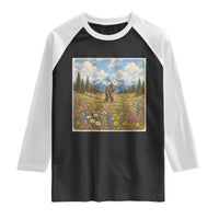 Retro Bigfoot Wildflower Raglan Shirt Vintage Sasquatch Funny Cryptid
