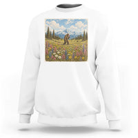 Retro Bigfoot Wildflower Sweatshirt Vintage Sasquatch Funny Cryptid