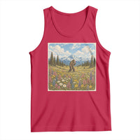 Retro Bigfoot Wildflower Tank Top Vintage Sasquatch Funny Cryptid