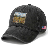 Retro Bigfoot Wildflower Washed Cotton Baseball Cap Vintage Sasquatch Funny Cryptid