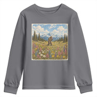 Retro Bigfoot Wildflower Youth Sweatshirt Vintage Sasquatch Funny Cryptid