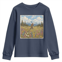 Retro Bigfoot Wildflower Youth Sweatshirt Vintage Sasquatch Funny Cryptid