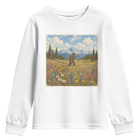 Retro Bigfoot Wildflower Youth Sweatshirt Vintage Sasquatch Funny Cryptid