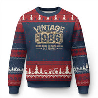 40th Birthday Gift For Men Ugly Christmas Sweater Retro Camo 1986 Weird Being The Same Age As Old People