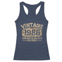 40th Birthday Gift For Men Racerback Tank Top Retro Camo 1986 Weird Being The Same Age As Old People