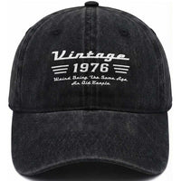 Vintage 50th Birthday Washed Cotton Baseball Cap 50yr 1976 Weird Being The Same Age As Old People