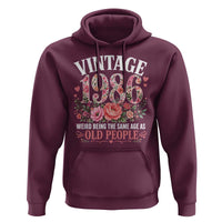40th Birthday Gifts For Her Hoodie Floral 1986 Weird Being The Same Age As Old People
