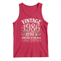 40th Birthday Gifts For Her Tank Top Floral 1986 Weird Being The Same Age As Old People
