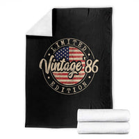 Vintage 1986 Stamp Throw Blanket Funny 40th Birthday USA Flag 40 Year Old Bday