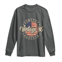 Vintage 1986 Stamp Long Sleeve Shirt Funny 40th Birthday USA Flag 40 Year Old Bday