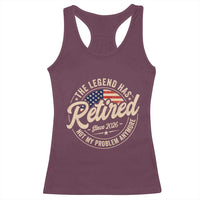 Retired 2026 Racerback Tank Top Funny Retirement US Flag Retired Not My Problems Anymore