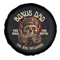 Bonus Dad Spare Tire Cover The Man Myth Bad Influence Step Dad Vintage Skull USA Flag