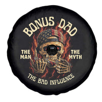 Bonus Dad Spare Tire Cover The Man Myth Bad Influence Step Dad Vintage Skull USA Flag