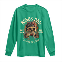 Bonus Dad Long Sleeve Shirt The Man Myth Bad Influence Step Dad Vintage Skull USA Flag