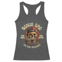Bonus Dad Racerback Tank Top The Man Myth Bad Influence Step Dad Vintage Skull USA Flag
