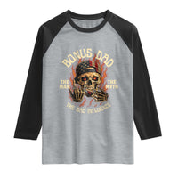 Bonus Dad Raglan Shirt The Man Myth Bad Influence Step Dad Vintage Skull USA Flag
