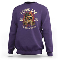 Bonus Dad Sweatshirt The Man Myth Bad Influence Step Dad Vintage Skull USA Flag