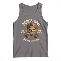Bonus Dad Tank Top The Man Myth Bad Influence Step Dad Vintage Skull USA Flag