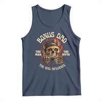 Bonus Dad Tank Top The Man Myth Bad Influence Step Dad Vintage Skull USA Flag