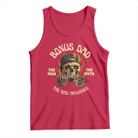 Bonus Dad Tank Top The Man Myth Bad Influence Step Dad Vintage Skull USA Flag