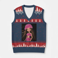 Funny Disgusting Doll Face Meme V-Neck Knit Sweater Vest Expression Hilarious Sarcastic