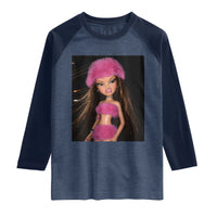 Funny Disgusting Doll Face Meme Raglan Shirt Expression Hilarious Sarcastic