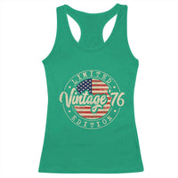 Vintage 1976 Stamp Racerback Tank Top Funny 50th Birthday USA Flag 50 Year Old Bday