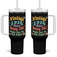 Funny 50th Birthday Tumbler With Handle Retro Groovy 1976 Weird Being The Same Age As Old People