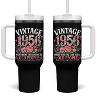 70th Birthday Gifts For Her Tumbler With Handle Floral 1956 Weird Being The Same Age As Old People