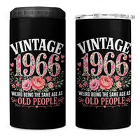 60th Birthday Gifts For Her 4 in 1 Can Cooler Tumbler Floral 1966 Weird Being The Same Age As Old People