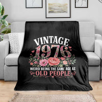 50th Birthday Gifts For Her Throw Blanket Floral 1976 Weird Being The Same Age As Old People