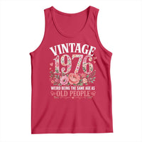 50th Birthday Gifts For Her Tank Top Floral 1976 Weird Being The Same Age As Old People