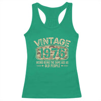 50th Birthday Gift For Men Racerback Tank Top Retro Camo 1976 Weird Being The Same Age As Old People