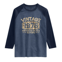 50th Birthday Gift For Men Raglan Shirt Retro Camo 1976 Weird Being The Same Age As Old People