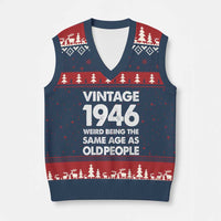 Funny 80th Birthday V-Neck Knit Sweater Vest Turning 80 Year Old Gifts Weird Being The Same Age As Old People
