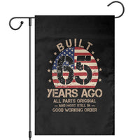 Funny 65th Birthday Garden Flag Vintage US Flag Built 65 Years Ago Parts Original