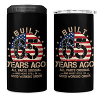 Funny 65th Birthday 4 in 1 Can Cooler Tumbler Vintage US Flag Built 65 Years Ago Parts Original