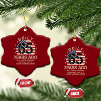 Funny 65th Birthday Ceramic Ornament Vintage US Flag Built 65 Years Ago Parts Original