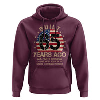 Funny 65th Birthday Hoodie Vintage US Flag Built 65 Years Ago Parts Original