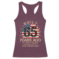 Funny 65th Birthday Racerback Tank Top Vintage US Flag Built 65 Years Ago Parts Original
