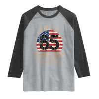Funny 65th Birthday Raglan Shirt Vintage US Flag Built 65 Years Ago Parts Original