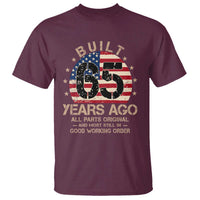 Funny 65th Birthday T Shirt Vintage US Flag Built 65 Years Ago Parts Original