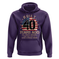 Funny 40th Birthday Hoodie Vintage US Flag Built 40 Years Ago Parts Original