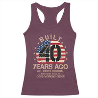 Funny 40th Birthday Racerback Tank Top Vintage US Flag Built 40 Years Ago Parts Original