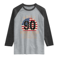 Funny 90th Birthday Raglan Shirt Vintage US Flag Built 90 Years Ago Parts Original