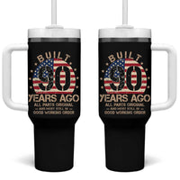 Funny 90th Birthday Tumbler With Handle Vintage US Flag Built 90 Years Ago Parts Original